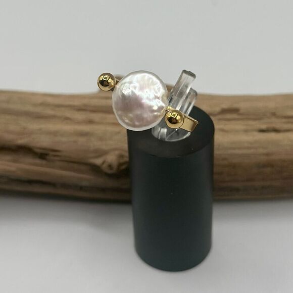 18K Gold Baroque Pearl Ring – Non-Tarnish Stainless Steel - Picture 8 of 11